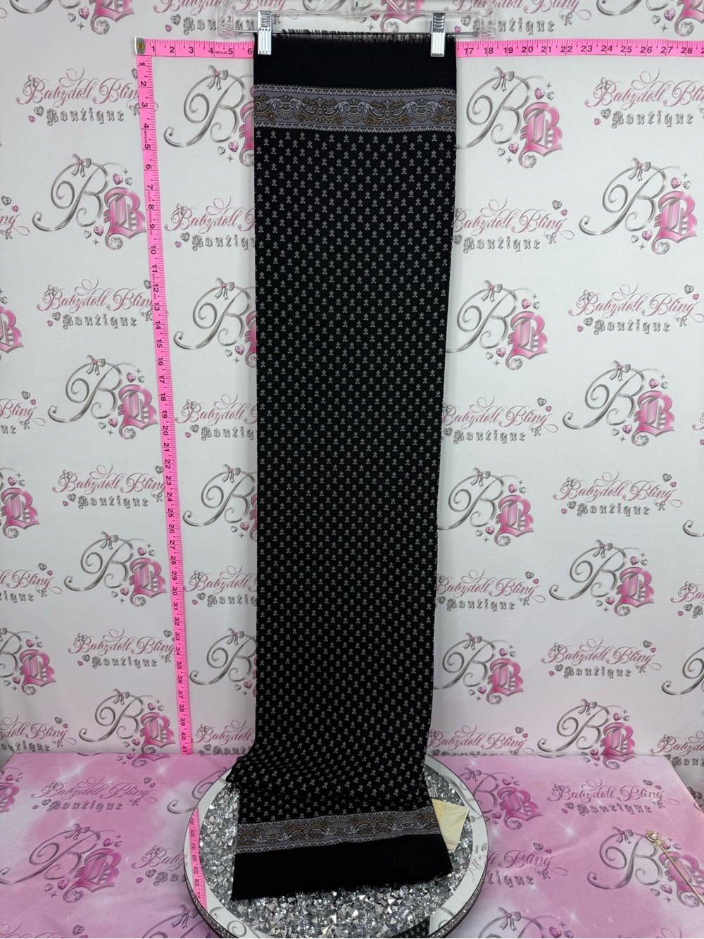 Wool scarf Russia brand new Women's Black Patterned Maxi Skirt
